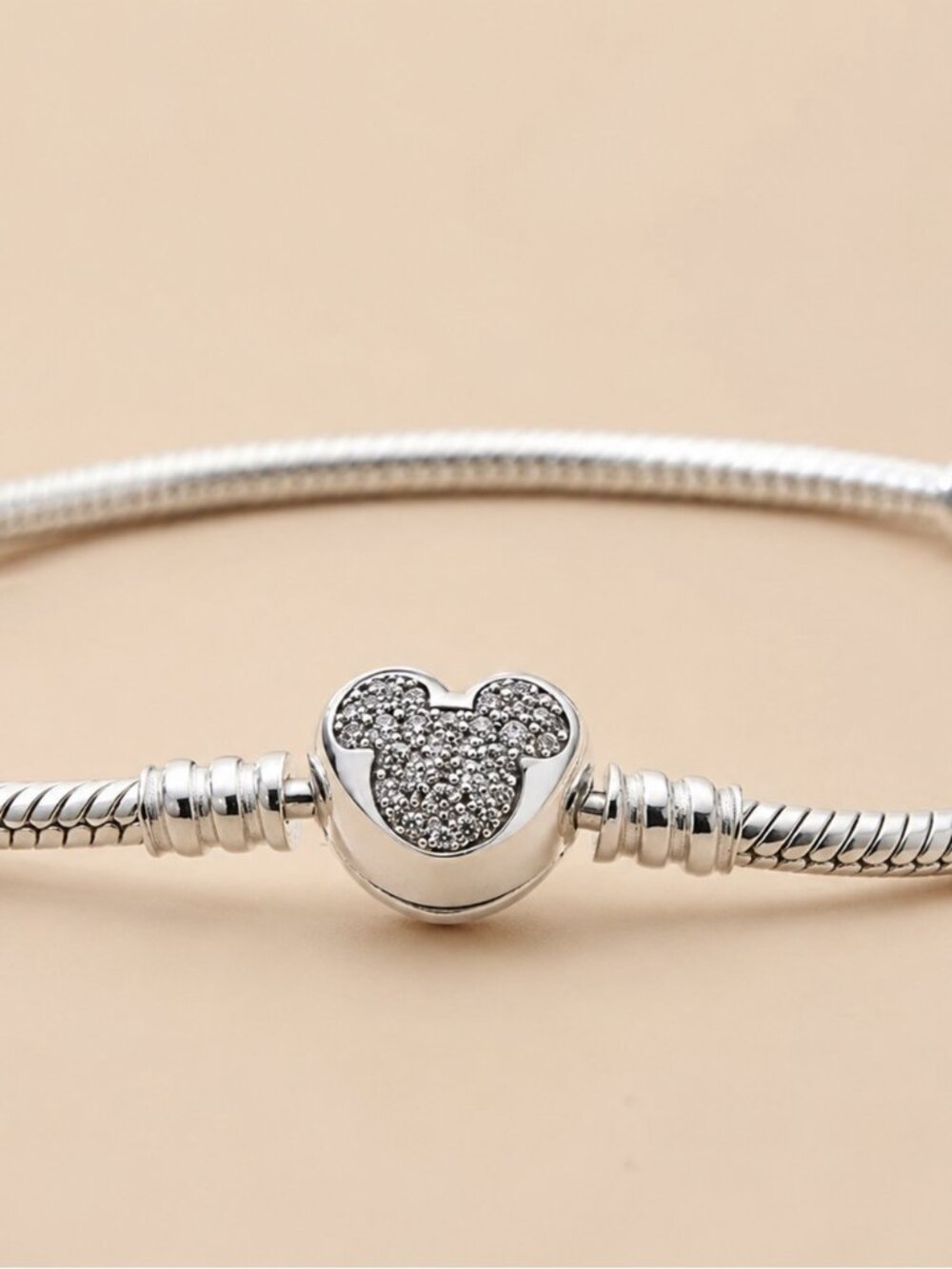 Pandora Silver Heart Mouse Pavé Charm Bracelet